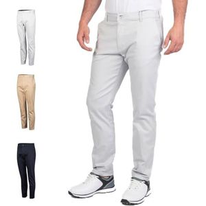 Island GREEN Golf Heren Chino Stretch Tapered Fit Broek Golfbroek, Lichtgrijs, 32W/33L