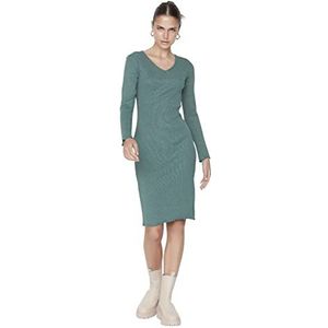 Trendyol Dames Midi Bodycone getailleerde gebreide jurk, Groen, XS