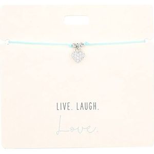 Depesche 11837-004 - Armband in lichtblauw ""Live. Lachen. Liefde. ""met zilveren bedel en decoratieve parel, variabele lengte, ideaal als cadeau-idee.