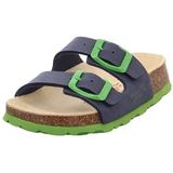 Superfit - Voetbedpantoffel - Meisjessandalen - Blauw Groen 8200 - Vilt/Textiel/Synthetisch - Klittenbandsluiting