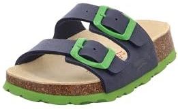 Superfit - Voetbedpantoffel - Meisjessandalen - Blauw Groen 8200 - Vilt/Textiel/Synthetisch - Klittenbandsluiting