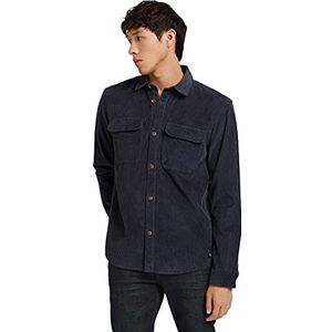 TOM TAILOR Denim Uomini Basic corduroy overhemd 1028705, 10306 - Blueish Grey, S