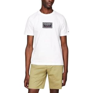 Tommy Hilfiger Heren Label Hd Print Tee S/S T-shirts, wit, XL, Wit, XL