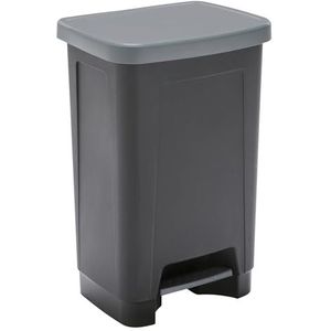 SUNDIS Step Bin, kunststof pedaalemmer met een inhoud van 50 liter en een opening van 90° voor keuken, kantoor, slaapkamer, badkamer