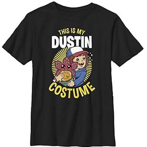 Stranger Things Unisex Kids Dustin Kostuum Korte Mouw T-Shirt, Zwart, S, zwart, One size
