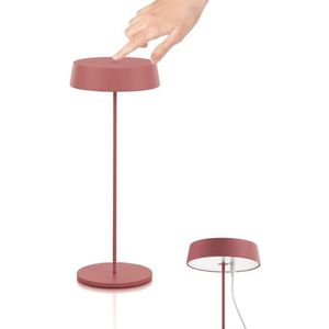 Oplaadbare tafellamp met USB-C-ingang - lamp met touch-knop van aluminium voor slaapkamer en woonkamer, 4400 mAh, 28,7 x 16 x 4 cm, roze
