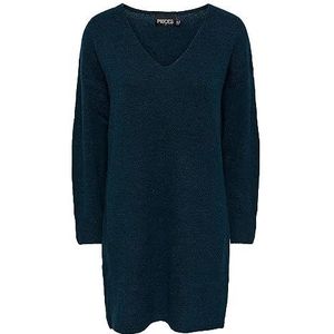 PIECES Dames Pcjuliana Ls V-hals Knit Dress Noos Bc Jurk, reflecterende vijver, L