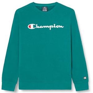 Champion Legacy Icons B-Ultralight Spring Terry Crewneck Sweatshirt voor kinderen en jongens, Bos Groen, 11-12 jaar