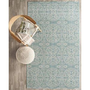 Safavieh Modieus tapijt, VAL214, geweven polyester, 160 x 230 cm, Alpenblauw/crème