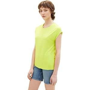 TOM TAILOR Denim Dames Loose Fit Basic T-shirt 1030942, 24702 - Neon Lime, XS