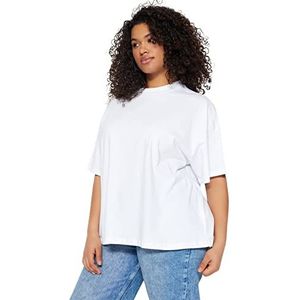 Trendyol Vrouwen Oversize Basic Crew Neck Knit Plus Size T-shirt, Wit, 2XL, Wit, XXL grote maten