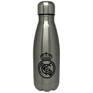 CyP Brands Real Madrid waterfles van staal, jerrycan, drinkfles, luchtdichte sluiting, 550 ml, kleur staal, officieel product