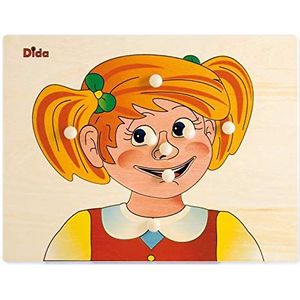 Dida Houten puzzel voor de kindertijd, educatieve spelletjes gemaakt in Italië, educatief spel voor het gezicht van meisjes