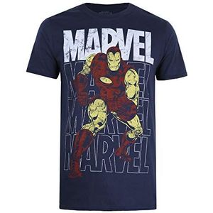 Marvel Iron Man Repeat T-shirt voor heren, marineblauw, XXL