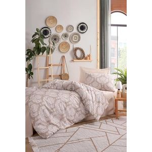 Nuit Des Rêves Single XL quilt coverset (155 x 200 cm), bruin, 65% katoen/35% polyester, machinewasbaar, 120 draden count, button en envelop sluiting, gezellig en stijlvol beddengoed