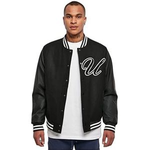 Urban Classics Big U College Jacket, heren college jack oversize fit pasvorm, verkrijgbaar in twee kleuren, maten S-5XL, zwart, XL