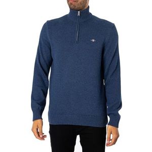 Gant - 8030170 Trui met Halve Rits - Casual - Marineblauw - Katoen