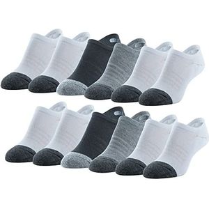 Peds Dames High Cut No Show Sokken, 12 Paars, Wit/Grijs Heather/Zwart, M (Pack van 12), Wit/Grijs Heather/Zwart, Medium