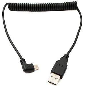 System-S USB 2.0 kabel 120 cm type A stekker naar mini B stekker spiraal hoek in zwart