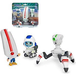Pinypon Action - Robots Space Pack, 3 verschillende figuren, 2 Space Robots en een astronautpop met afneembare en verwisselbare onderdelen, voor peuters vanaf 4 jaar, Famosa (700017340)