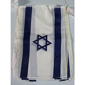 Israël 12 meter BUNTING Vlag 20 vlaggen 45x30 cm - Israëlisch - Joodse STRING vlaggen 30 x 45 cm - AZ FLAG