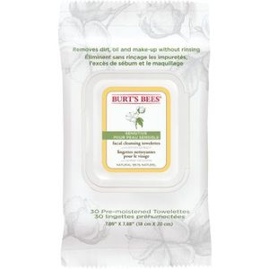 Burt's Bees Natuurlijke vochtige doekjes voor gezichtsreiniging voor de gevoelige huid met katoenen extract, 1 verpakking x 30 stuks