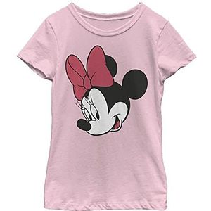 Disney Characters Minnie On Stripes Girl's Solid Crew Tee, Light Pink, X-Small, Rosa, XS