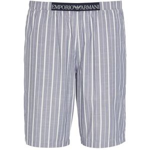 Emporio Armani Heren Men's Bermuda Yarn Dyed Woven Pajama Sweatpants, Blue Irregular Stripe, S
