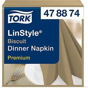 Tork LinStyle® Dinnerservet Biscuit, 1/4-vouw 1-laags, 39 x 39 cm, 12 x 50 servetten, 478874
