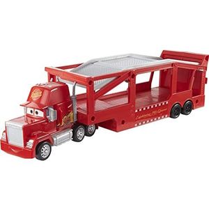 Mattel Disney en Pixar Cars Transformerende Mack, speelgoedvrachtwagen van 33 cm met oprijplaat en vervoercapaciteit voor 12 voertuigen, cadeau voor kinderen van 4 jaar en ouder, HDN03
