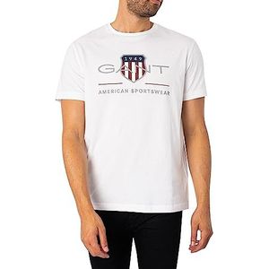 GANT Heren REG Archive Shield SS T-shirt, wit, standaard, wit, 4XL