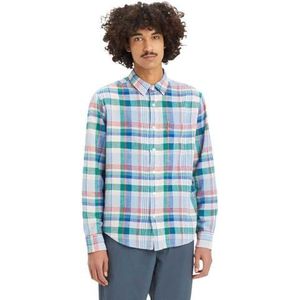 Levi's Heren Short Sleeve Classic Pocket Tee T-shirt, Heath Plaid True Blue, M