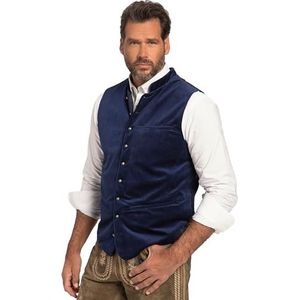 JP 1880, Heren, grote maten, vest, klederdracht, fluweel, opstaande kraag, gebreide rug, tot maat 70, diepblauw, 54 grote maten