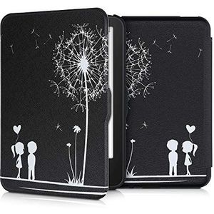 kwmobile e-reader hoesje compatibel met Tolino Vision 1/2 / 3/4 HD - Magneetsluiting - Ereader case - Paardenbloemen Liefde in wit/zwart
