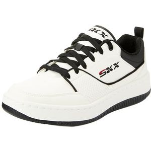 Skechers Heren Sport Court 92 Ottoman Trainers, wit Duraleather/zwarte trim, 9.5 UK, Witte Duraleather zwarte rand, 44 EU