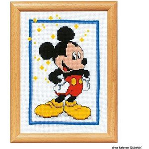 Vervaco Meetpatroon Mickey Mouse Aida kruisborduurverpakking om uit te telen, wit, 13 x 18 x 0,3 cm