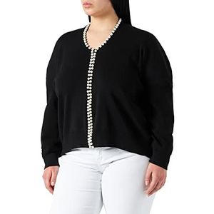 IPEKYOL Dames Back Cleavage gebreide kleding met Pearl Accessoires Sweater, zwart, M