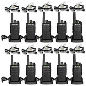 Retevis RT668 Walkie Talkie met Headset, PMR446 Licentievrij, VOX Squelch, Oplaadbare Walkietalkie, 16-Kanaals CTCSS/DCS-TOT-Scan, Portofoons voor Hotels, Scholen, Bedrijven (Zwart, 10 Stuks)