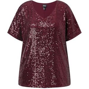 Ulla Popken - Shirt - Wijnrood - Pailletten
