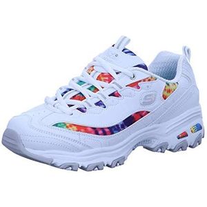 Skechers D'Lites Zomer Fiesta Sportschoenen, Wit leer Multi Mesh Wit Trim, 37 EU