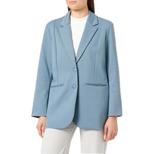 ICHI IHKATE SUS oversized BL damesblazer, lange blazer met knopen, stretch en reverskraag, Blue 184215/Blue Mirage, L