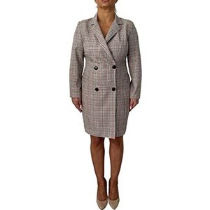Victoria Rosehill Aldona Jas-jurk voor dames, V-hals, minilang, bruin-rood ruitpatroon, maat 46, bruin, 46 NL
