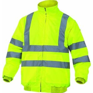 Deltaplus RENHVJATM signaalblouse van polyester Oxford met PU-coating, neongeel, maat M