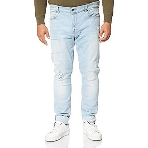 7 For All Mankind Ronnie Tapered Stretch Tek Eco Game On Jeans voor heren, lichtblauw, 32W x 30L
