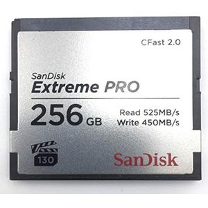 SanDisk Extreme PRO CFast 2.0-Geheugenkaart 256 GB (Voor Camera's En Camcorders, VPG-130, 4K-Video, Schrijfsnelheden Tot 450 MB/s, RescuePRO Deluxe-Software)