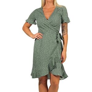 ONLY Onlolivia S/S Wrap Dress WVN Noos Jurk voor dames, Chinos Green Aop: Black Spot, 34