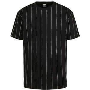 Urban Classics Heren oversized Pinstripe T-shirt, verkrijgbaar in zwart, maten XS tot 5XL, zwart, L grote maten extra tall