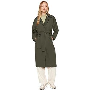 TRENDYOL Dames riem appartement gedetailleerd extra lange trenchcoat trench coat, Kaki, 38