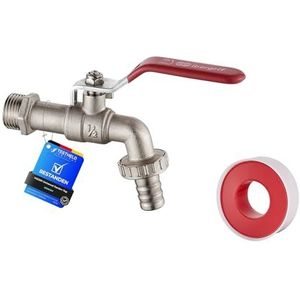 Ibergrif M22201, Tuinkraan, Buitenkraan, Met Aansluiting voor Waterleiding, wand aansluiting G1/2, Messing, Grijs