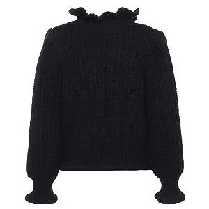 faina Stijlvolle gebreide trui met ruches voor dames, zwart, maat XS/S, zwart, XL